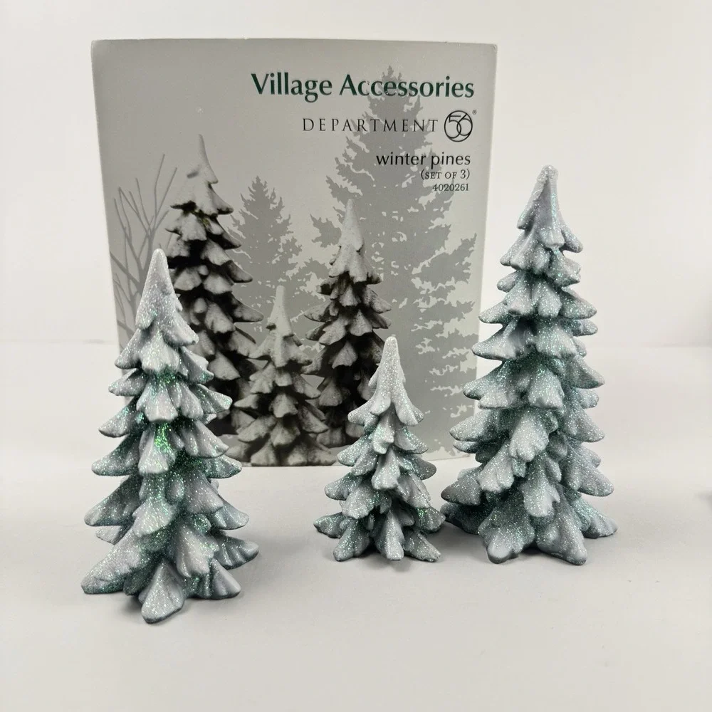 Department 56 Village Accessories Winter Pines Trees Christmas Set of 3 #4020261